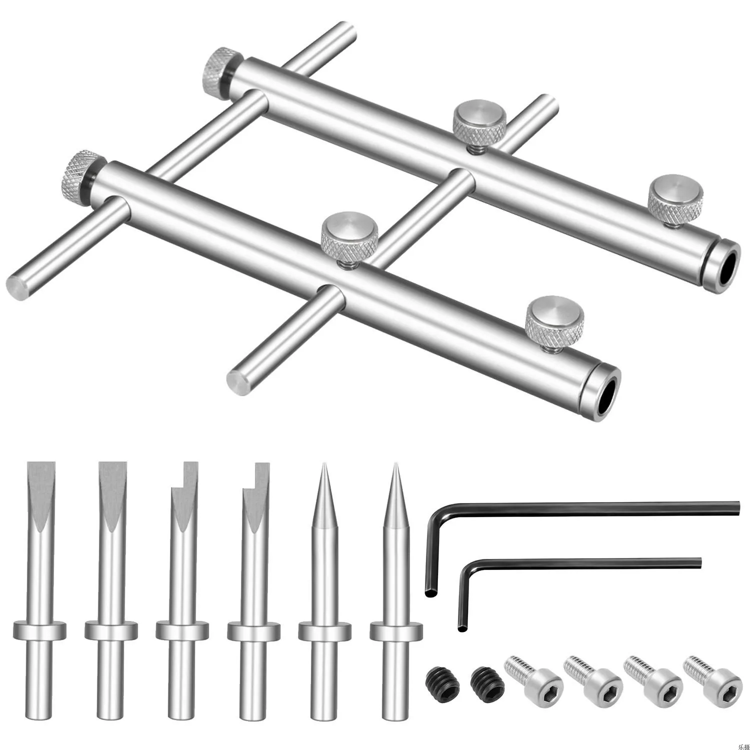10-100mm lens repair, disassembly, and maintenance tools: mold remover, cross wrench with pointed tip, flat tip semi-flat tip.