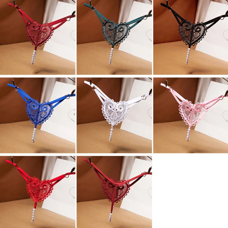 Sexy Tempting Fun Underpants Eros Women Pearl Massage G-String Passionate Perspective Low Waist Thong Briefs Hot Wife Gift