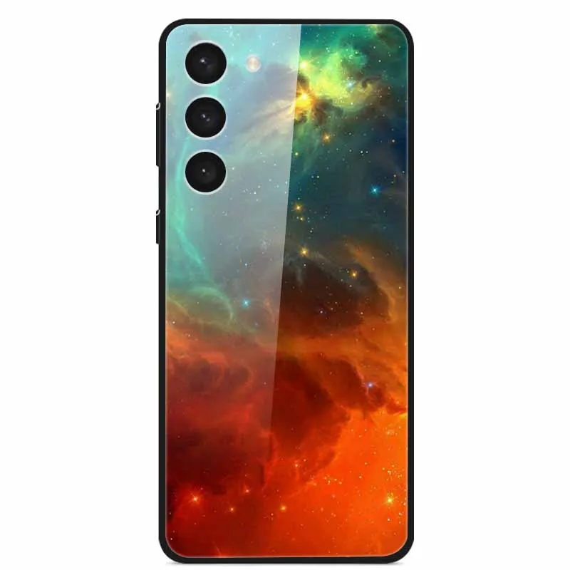 Tempered Glass Case For Samsung S23 Plus 5G Cover Galaxy S 23 Space Hard Back Coque For Samsung S23 Ultra S23+ Bumpers Funda Cat