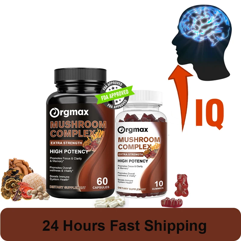 

Lion's Mane Mushroom Supplement Cordyceps Sinensis Reishi -Brain & Intelligence Develop Immune Support Mood Stress Relief