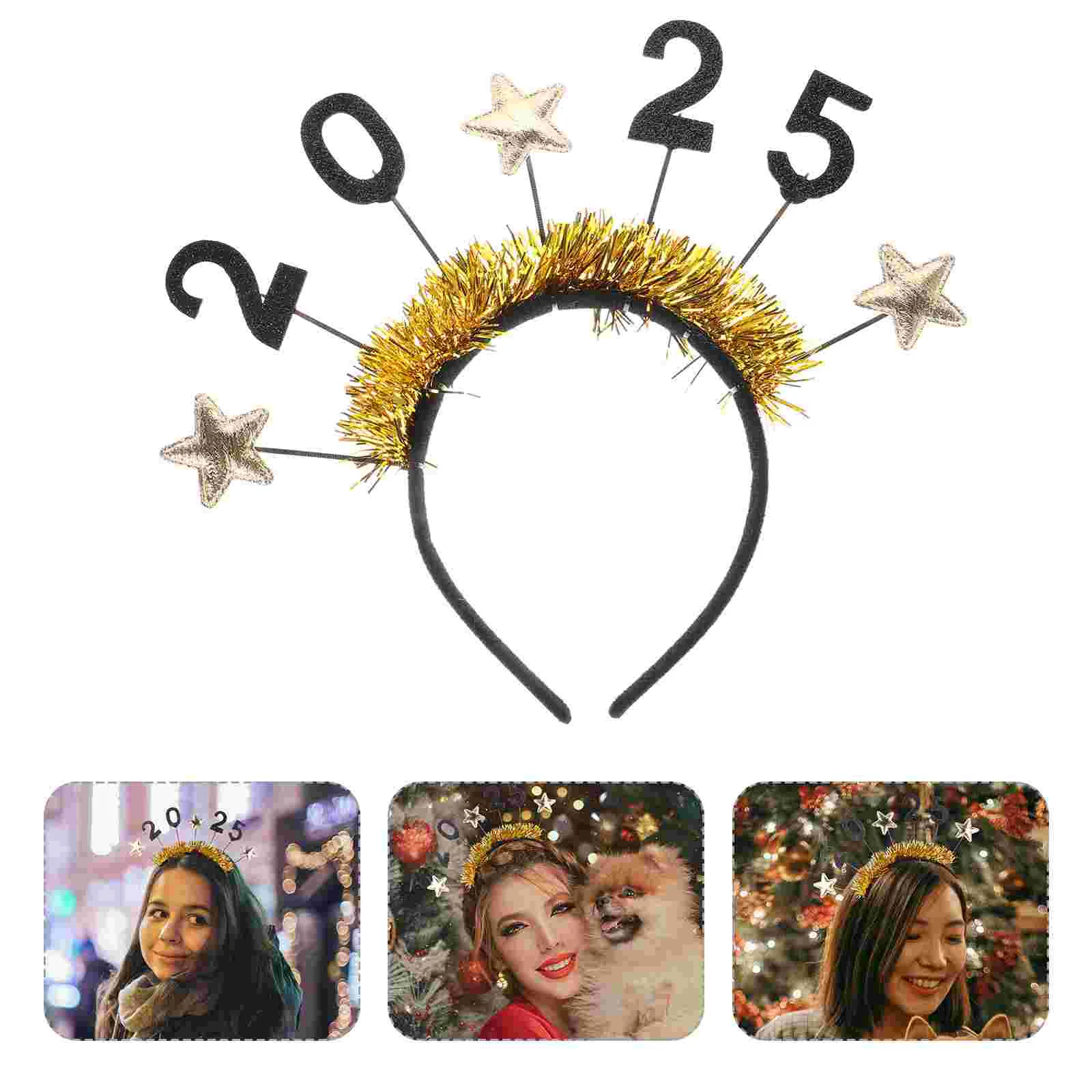 2025 New Year Headband Hair Bands Headwear Bandana Year's Eve Adult Party Headbands for Adults Fabric Headpiece