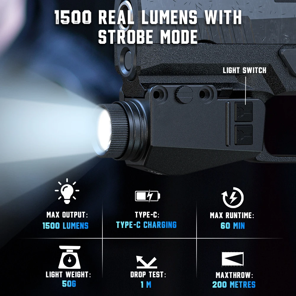 

1149 перезаряжаемый одиночный фонарик с дополнительным компактным автономным помощником по наведению