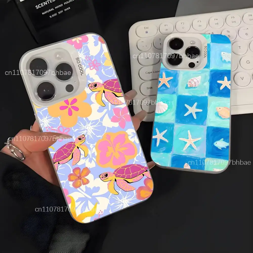 

Colorful Marine Organism Sea Ocean For iPhone 17,16,15,14,13,12,X,8,Pro,Max,Plus,SE4,Air,Mini Anti-Slip White IMD Matte Case