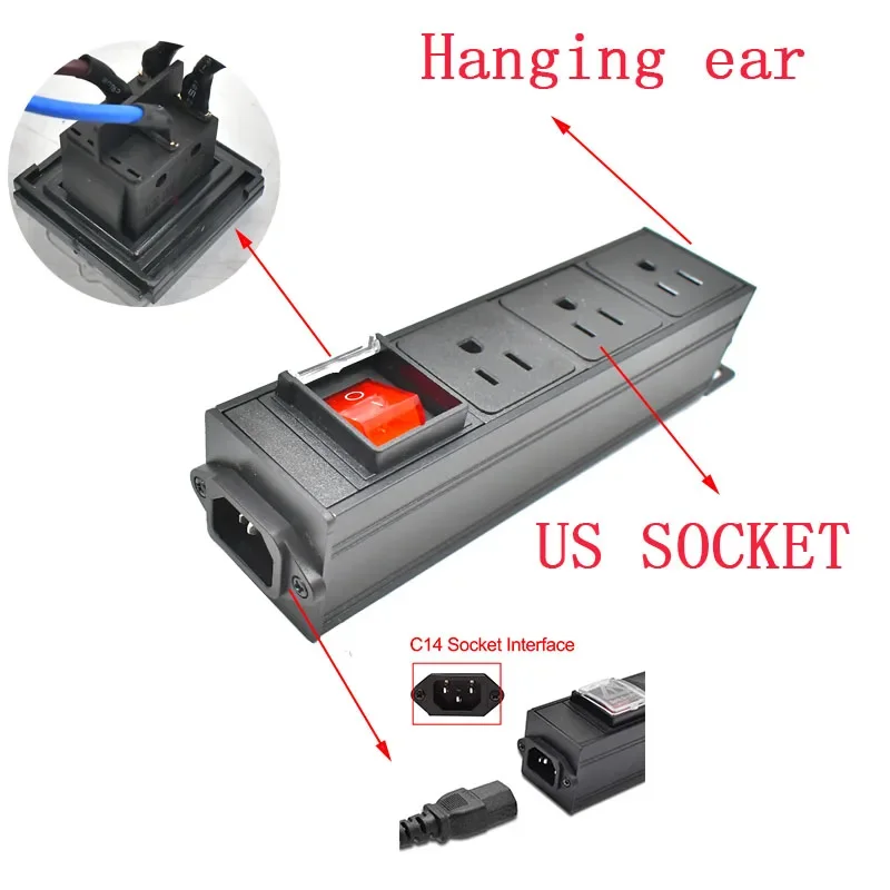IEC-C14 port PDU power strip 2-12 Unit US output socket Network Cabinet Rack Switch wireless aluminium alloy