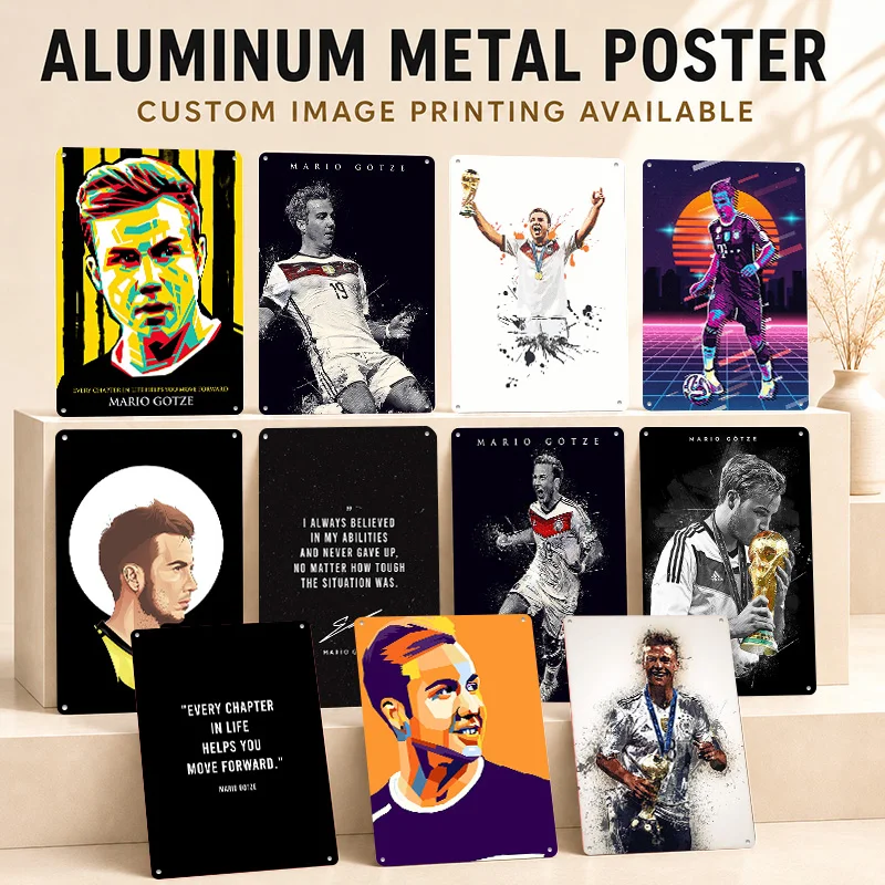 Mario Götze Textured Posters Personalized Aluminum Metal Sign Stadium Hero Tribute Wall Art For Bedroom Study And Matchday Fans