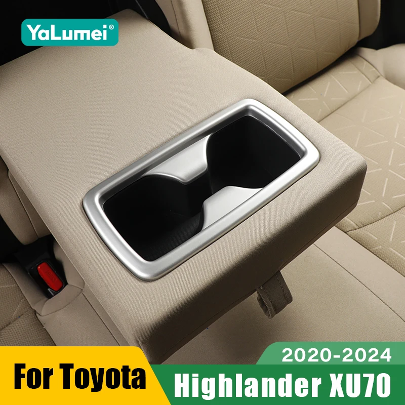 For Toyota Highlander XU70 Kluger 2020 2021 2022 2023 2024 Car Rear Armrest Water Cup Holder Frame Trim Cover Accessories