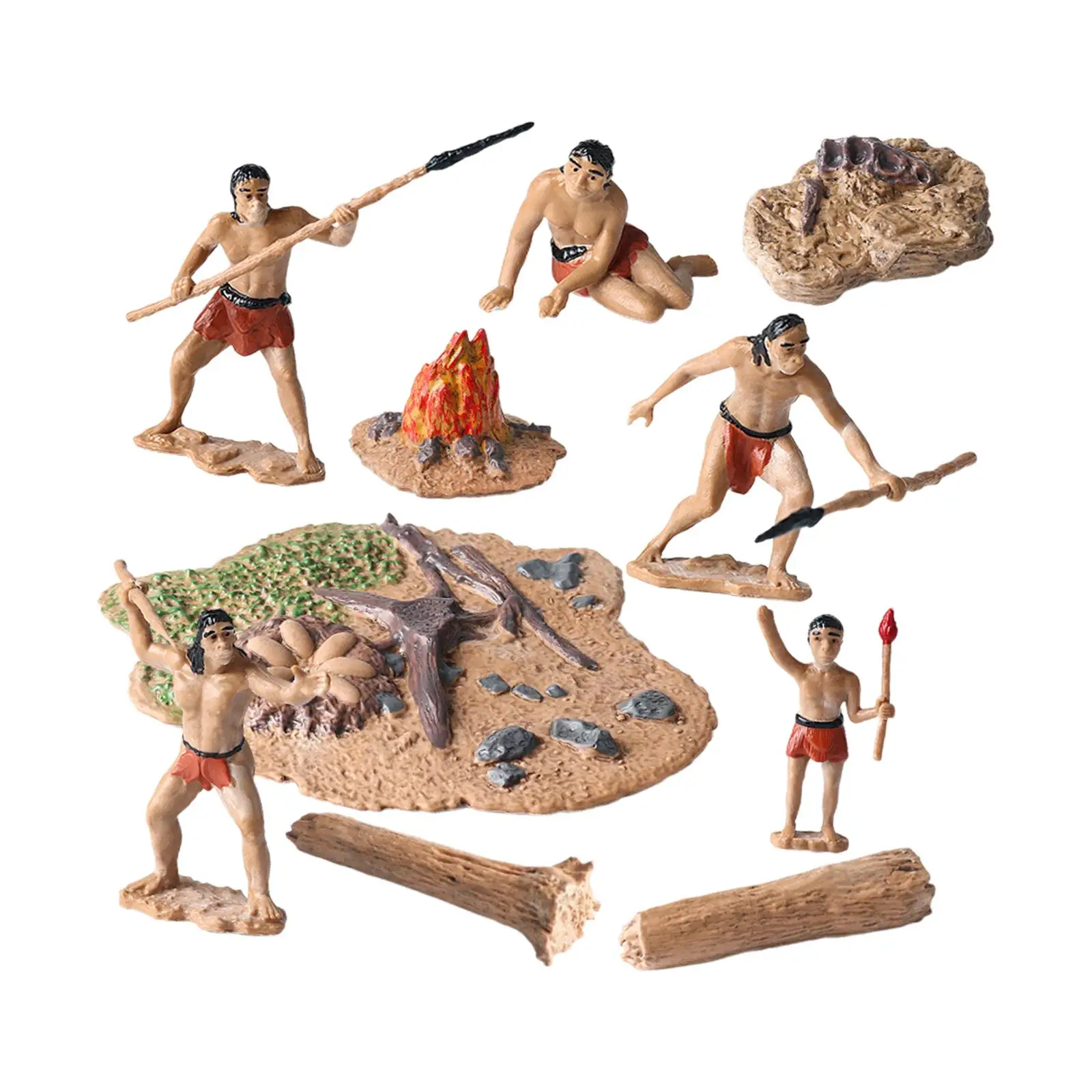 10Pcs Primitive People Decor Primitive People Statue Caveman Scenery Cute Mini Presents Statue Figurines for Shelf Household