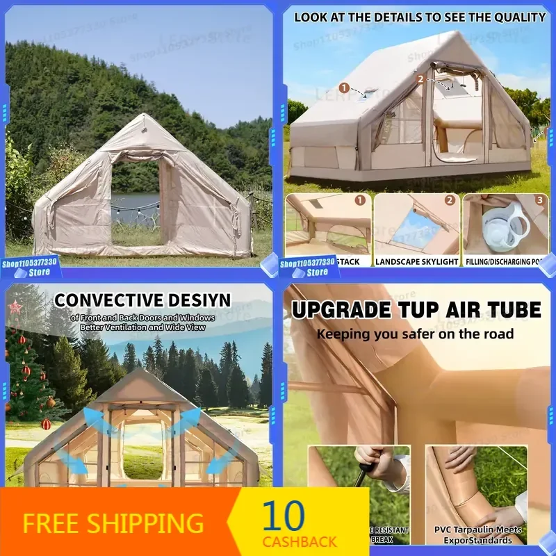High Quality Waterproof Inflatable Camping Tent Windproof Warm Mosquito Proof for Multi-Family Outdoor Portable Oxford Cloth