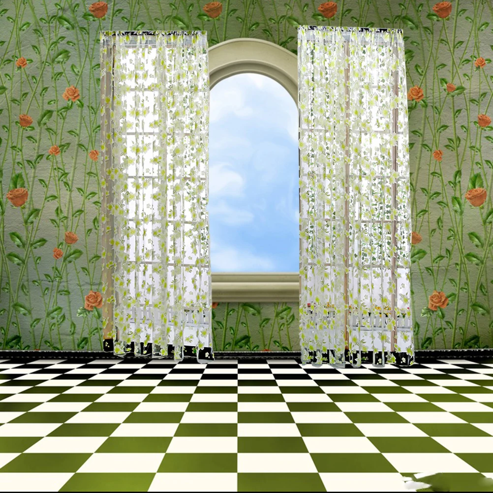 

Gauze Curtains Elegant Flower Design Bedroom Living Room Office Net Curtains Sliding Glass Door Drapes Window Gauze Screening