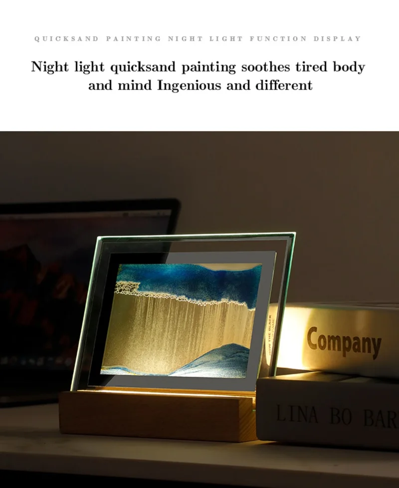 LED Lamp Night Light Wholesale 3D Hourglass Xmas Birthday Gift Wedding Party Quicksand Painting Art Sand Scene Dynamic Neon Home