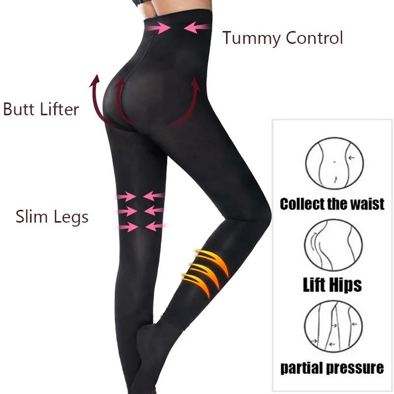 Women Pantyhose Plus Size Tights Compression Stockings Elastic Lift Up Tights High Waist Stretchy Slimming Skinny Pantyhose Sock