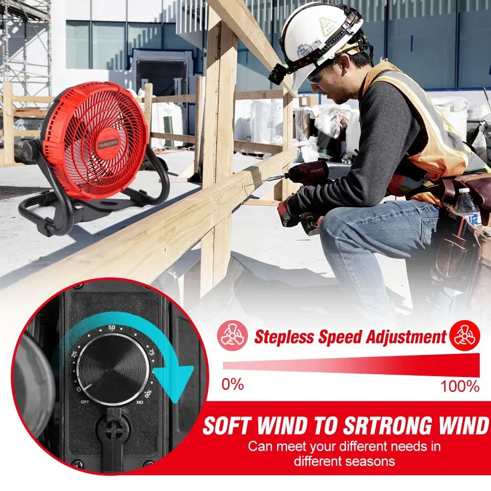 ONEVAN 500W 20000RPM Electric Camping Fan Cordless Fan Strong Wind Cooling Fan For Home Outdoor Wroking For Makita 18V Battery