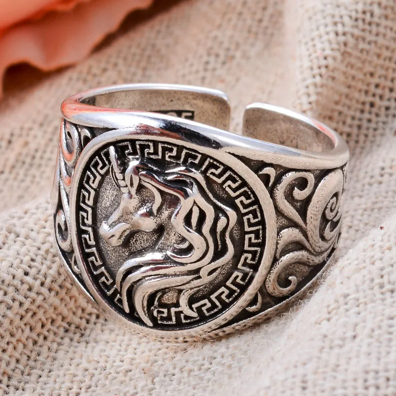 Original Jewelry Trendy Horse Animal Design Retro Thai Silver Ladies Rings For Women Christmas Gifts Accessories