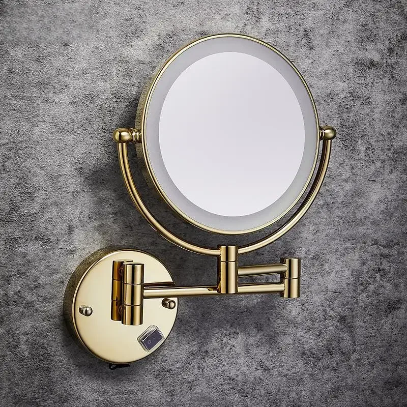 Non-punching Beauty Mirror With Lamp Double-sided Makeup Mirror Folding Dressing Magnifying GlassW30