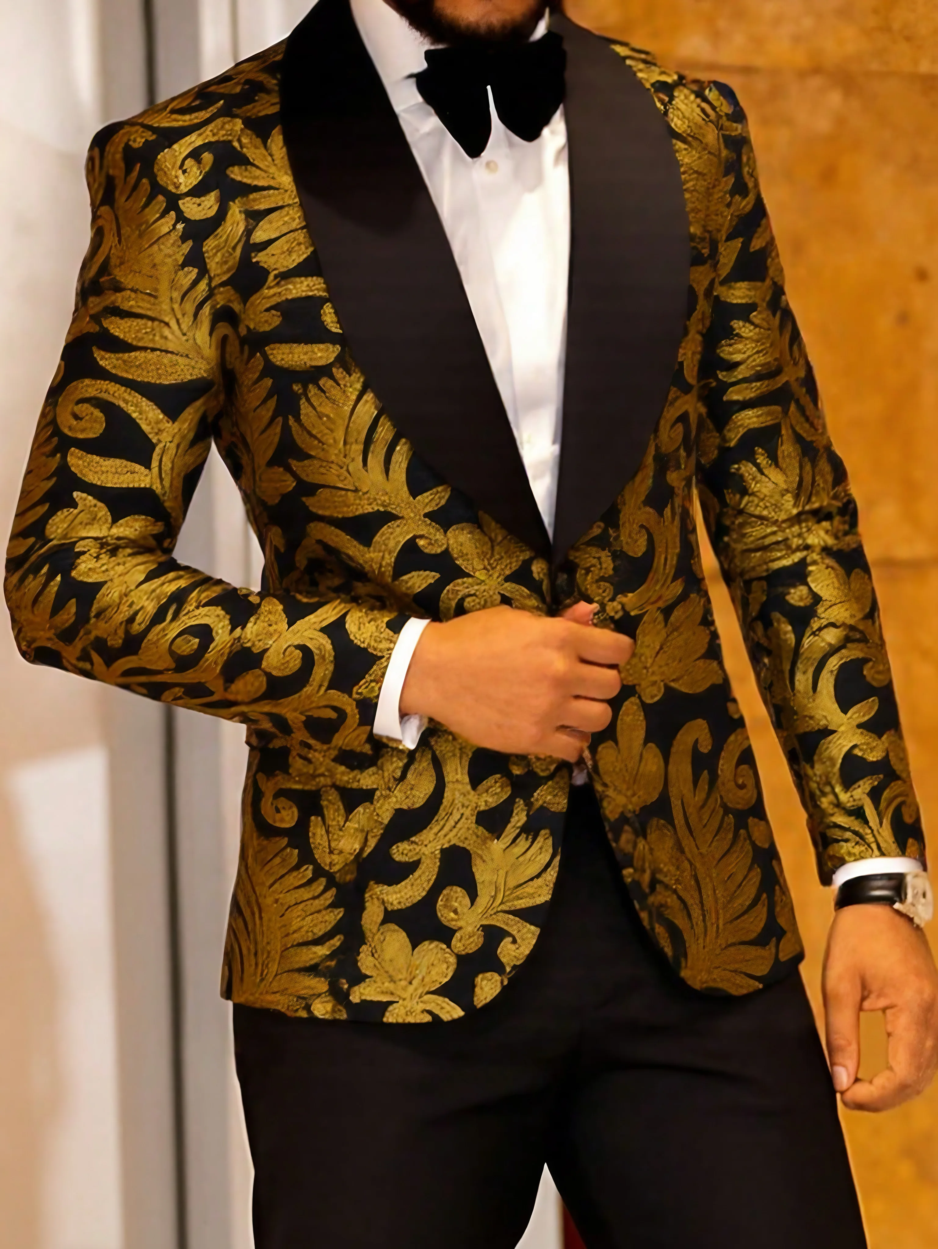 

Men Black Sequin Shiny Prom Suit Jacket Slim Fit Sport Coats and Blazers