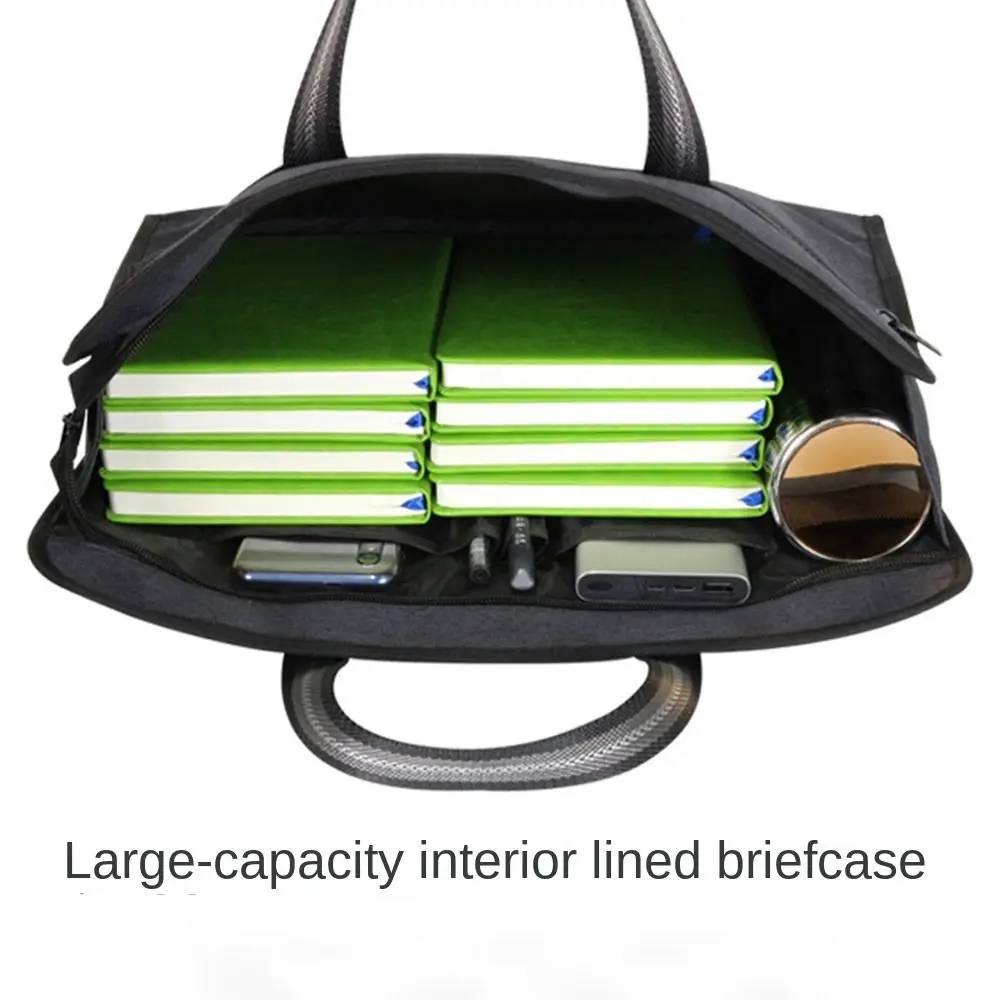 Waterproof A4 File Bag Large Capacity Multiple Compartments Canvas Briefcase Portable Simple Business Storage Bag Men Women