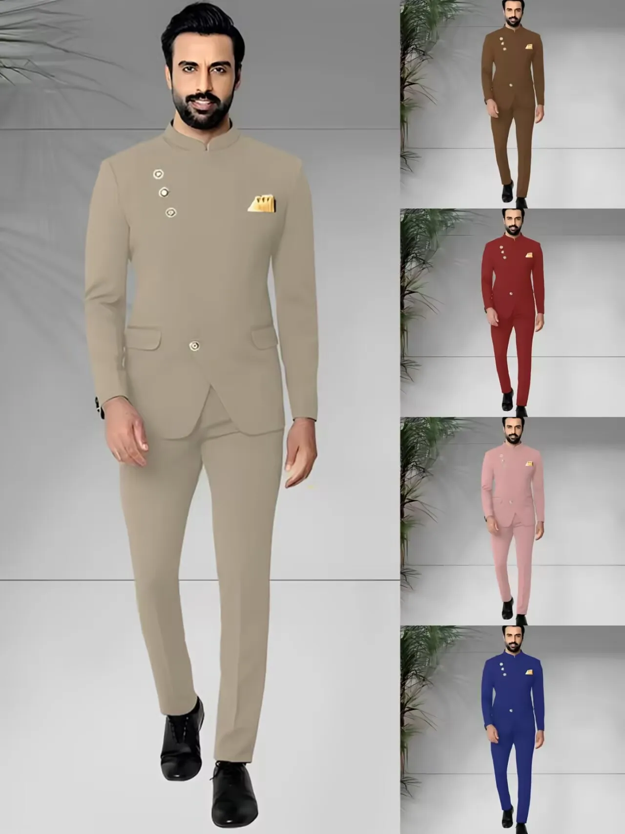 

Conjunto de 2 piezas de boda azul para hombre (chaqueta + pantalón) Estilo indio Cumpleaños Día de San Valentín Acción de Gracia