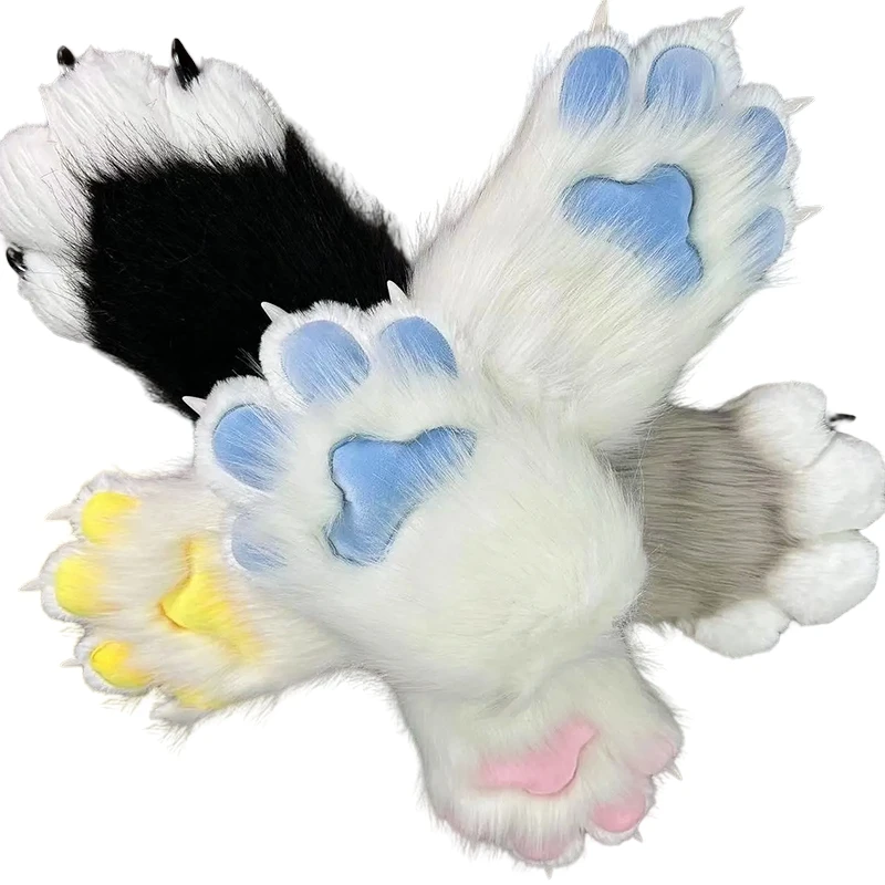 Furry Two Dimensional Peripherals Orcs Orks Cos Cosplay Clothing Kig System Winter Plush Fursuit Beast Claw Glove Kid Toys Gift