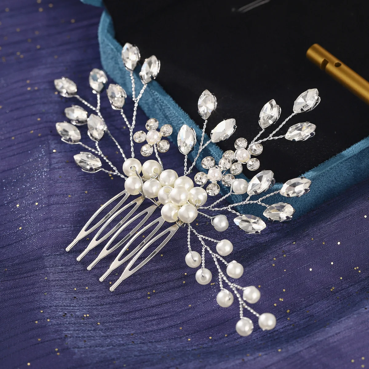 Eleganter koreanischer Perlen-Haarkamm, zarte Kristallperlen, handgefertigte Haarspangen, Braut-Kopfschmuck, Haarschmuck, Haarnadeln für Frauen