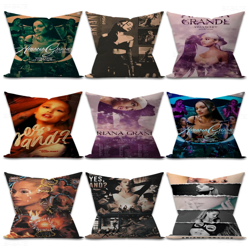 Singer Ariana-Grande Portrait Decorative Room Aesthetics Pillow Case Home Decor Bedroom Sofa Bed Couch Pillow Cover 45x45