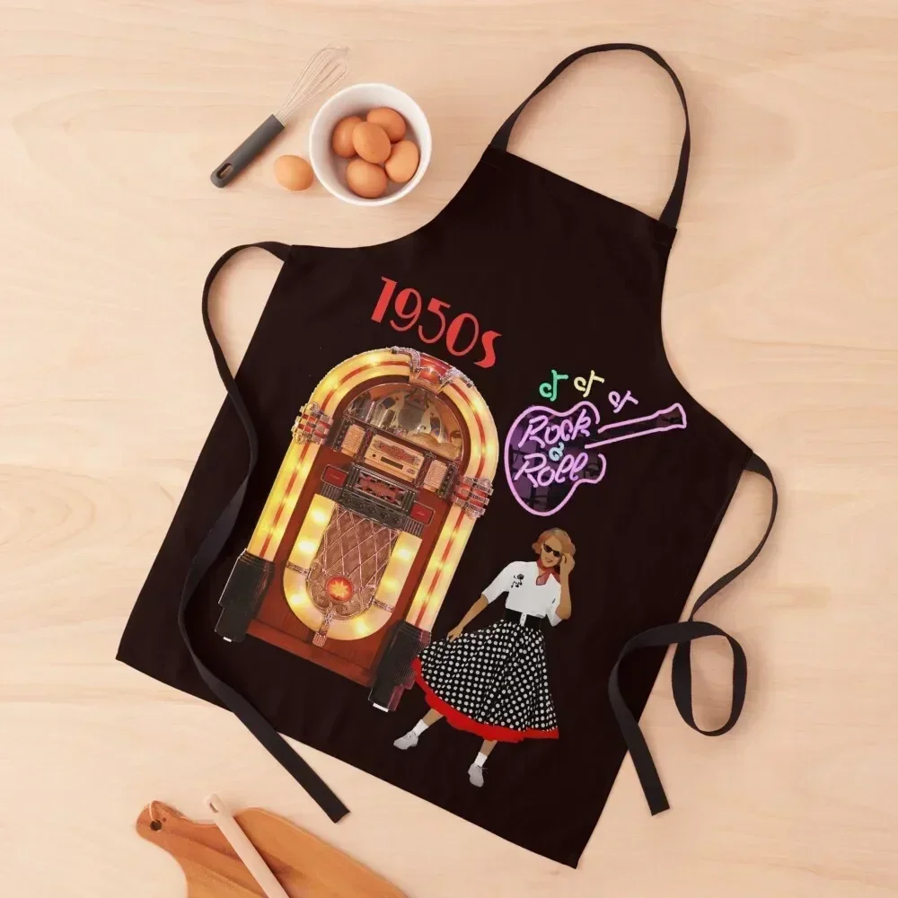 

Rock and Roll Vintage Jukebox Apron Bib For Kitchen Women Kitchen'S japanese woman Kitchen Items Apron