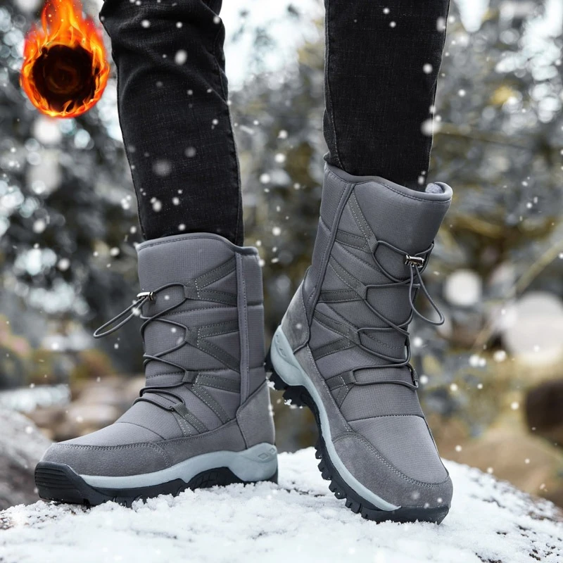 MAIJIAKA Brand Men's Winter Shoes Non-slip Hiking Boots Men Work Ankle Boots Waterproof Men's Boots Warm Plush Couple Snow Boots