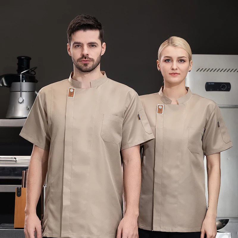 Giacca da cuoco unisex Camicie da cucina estive Hotel Ristorante Uniformi da cameriere Panetteria Catering Abiti da lavoro Abiti da cucina per hotel