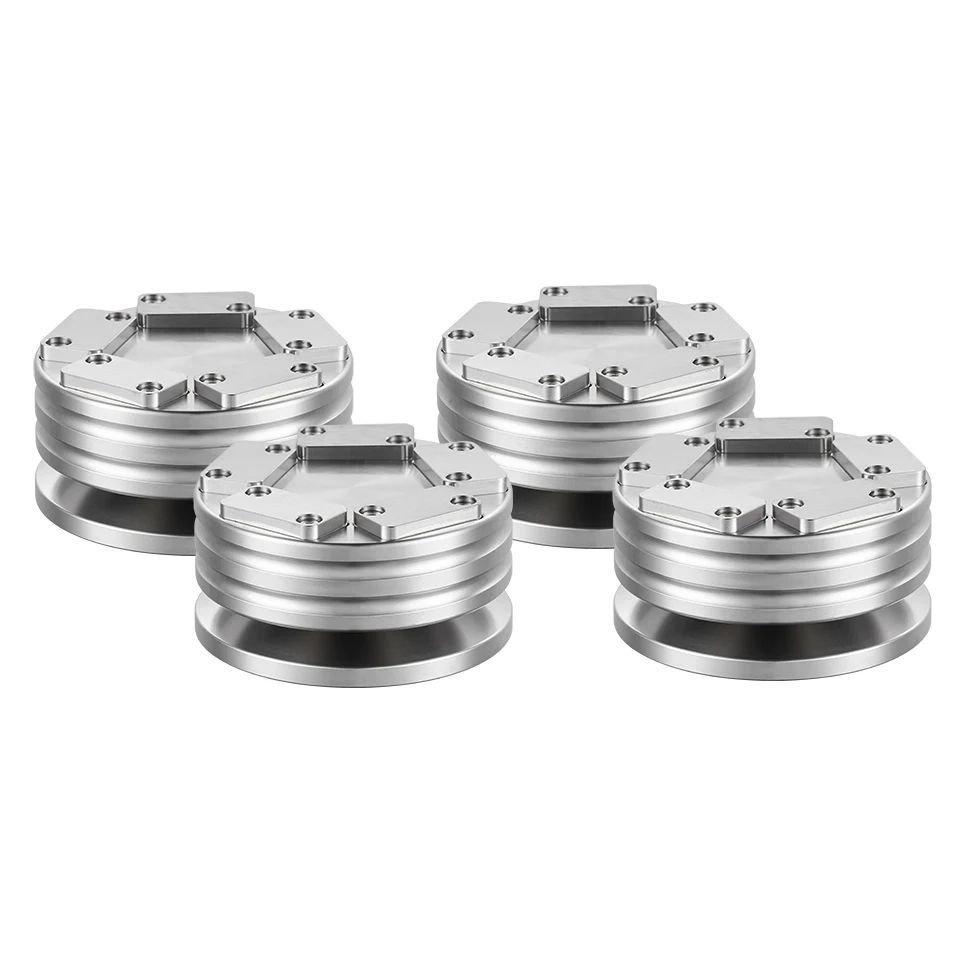 Audio Equipment Isolation Feet Ultra 6 Replica, Stainless Steel with Ceramic Beads, technology pockets, for speakers, amp, DAC