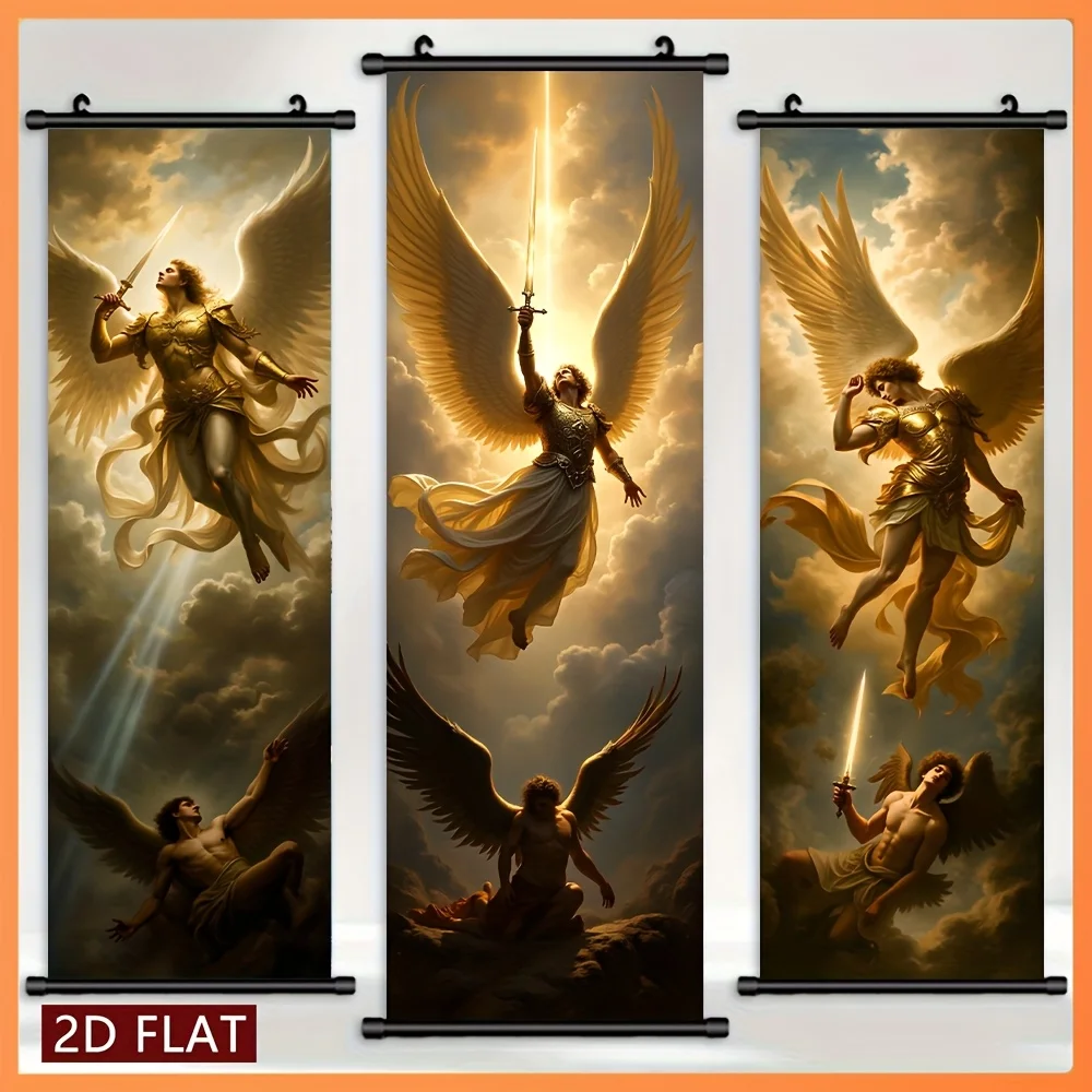 VIKAMA Archangel Wings Holy Sword Cloud Sea Scroll Tapestry, High Definition Non Fading Wall Art for Angelic Room Decor