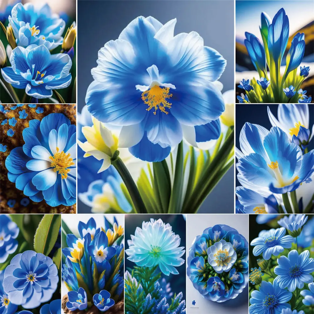 Blue Chrysanthemum Pre-Printed Cross Stitch Embroidery Patterns DMC Threads Knitting Needlework Craft Sewing Floss Package Magic