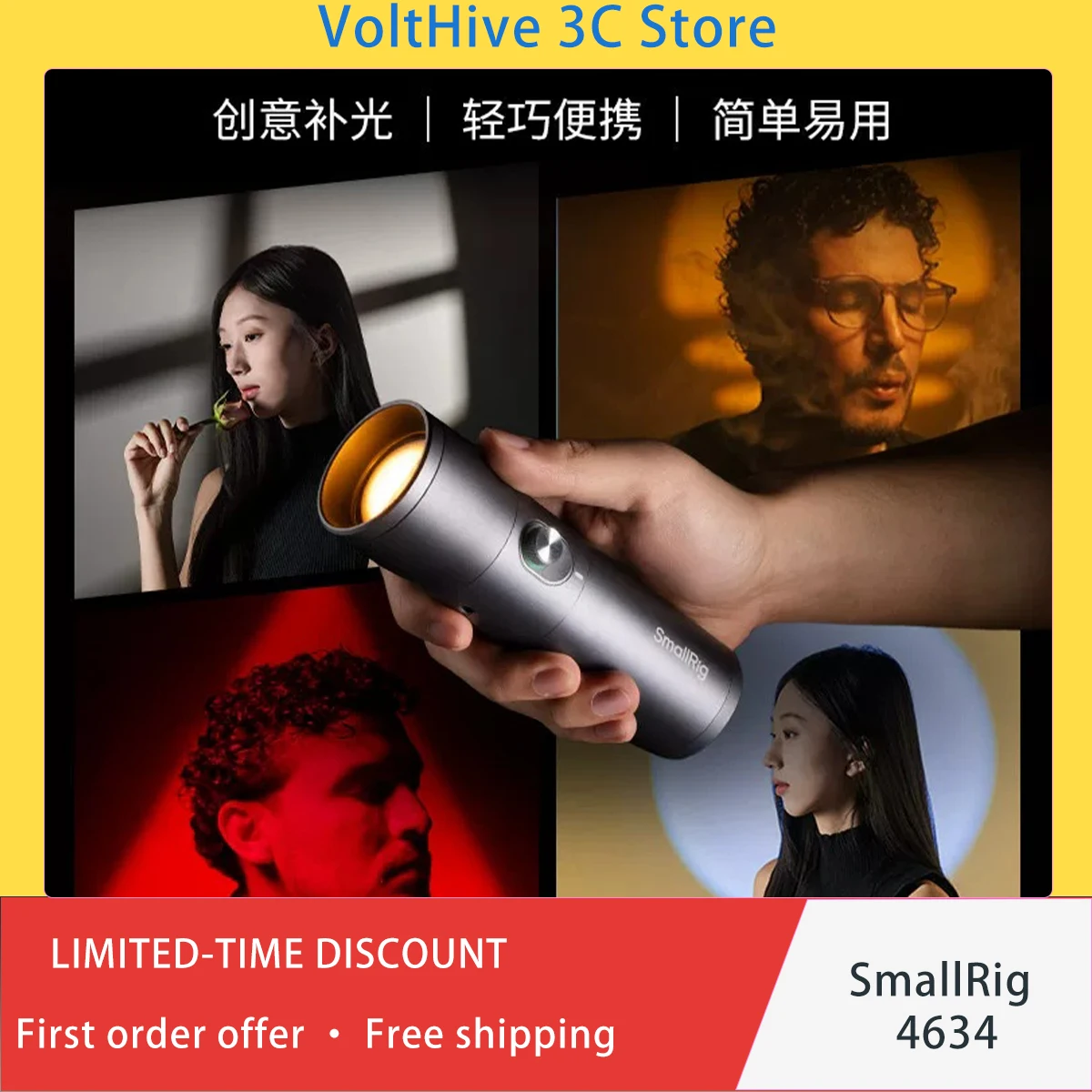 SmallRig 4634 RF 10C RGB Full Color Light 7500mAh Battery Creative Pattern 4 Color Gels 20 Filters for Photo Video Shooting Gift