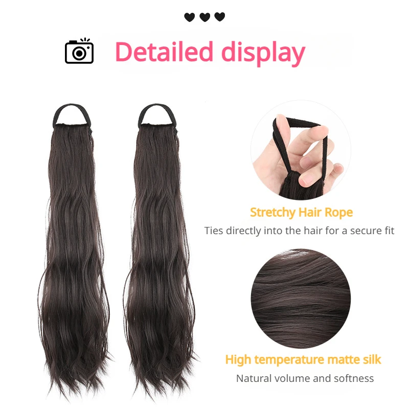 Synthetic Fluffy Long Curly Ponytail Tail High Elastic Wig Hair Side Natural Braid One Piece Hous Hairpiece for Woman Daily Use