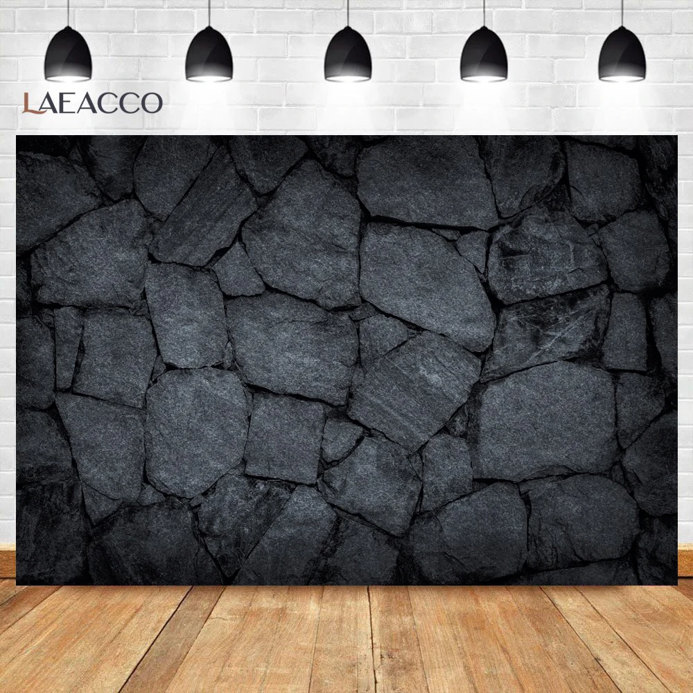 Laeacco Vintage Dark Stone Brick Wall Cave Corridor 3D Pattern Interior Photographic Background Photo Backdrop For Photo Studio