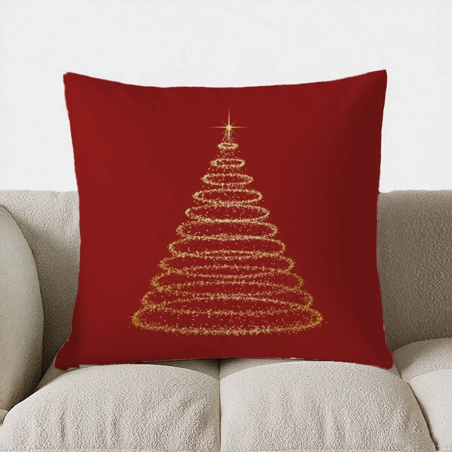 Sparkling Golden Christmas throw pillow cover with short plush print for living room sofa decoration cushion cover pillow covers