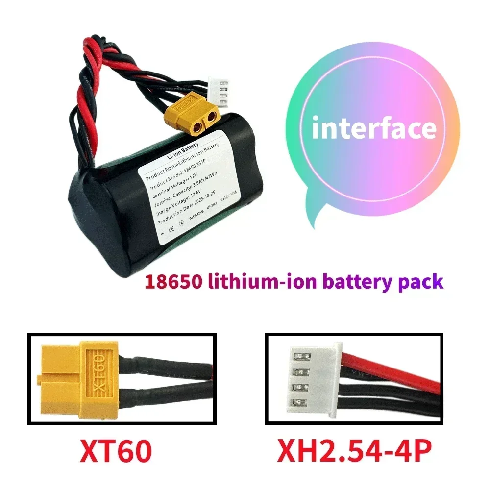 12V 3500mAh 42Wh 3S1P UAV Rechargeable Li-ion Battery, for Various RC Airplane Quadrotor Connector XH2.54+XT60