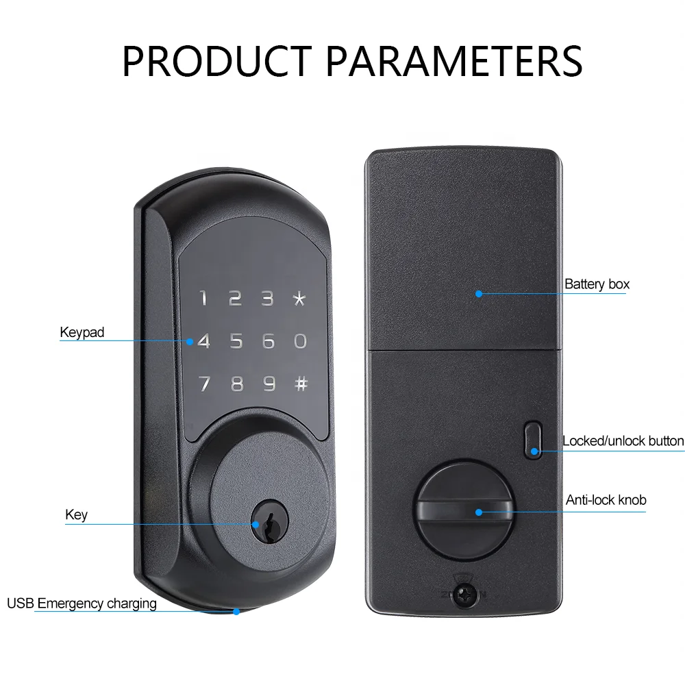 Codice cancello impermeabile Serratura digitale domestica Porta di casa senza chiave Serratura intelligente con maniglia per porta con impronta digitale con Wifi Tuya