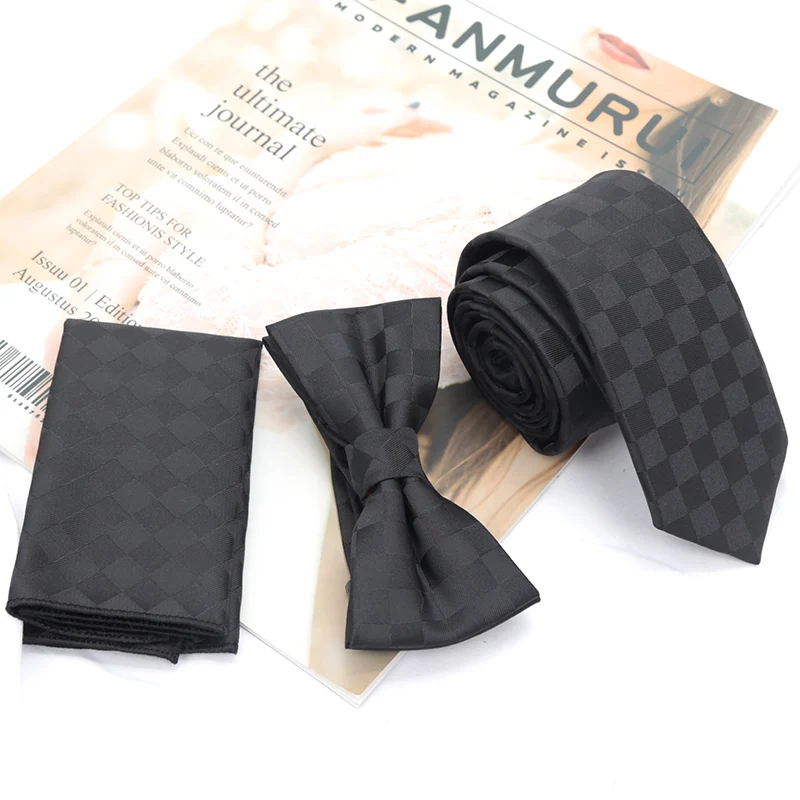 

New Paisley Men's Casual Bowtie Tie Set 6cm Skinny Polyester Necktie Pocket Square Suit Designer Business Wedding Party Slim Tie