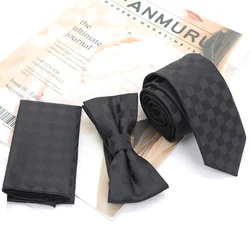 New Paisley Men's Casual Bowtie Tie Set 6cm Skinny Polyester Necktie Pocket Square Suit Designer Business Wedding Party Slim Tie