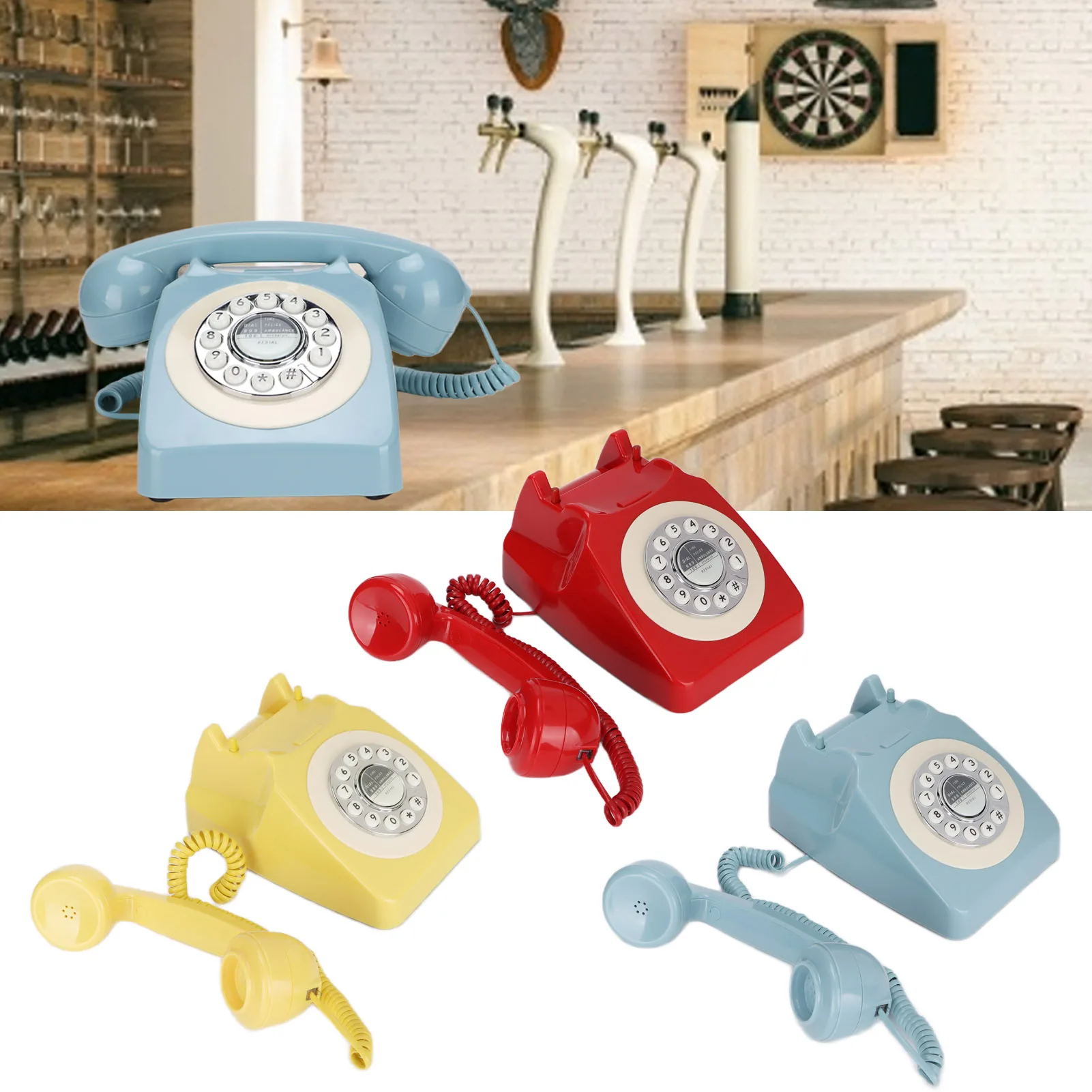 Landline Phone Retro Corded Home Phone Vintage Old Wired Landline Phone for Office Cafe Bar Decoration Vintage Telephone