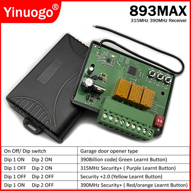 

890MAX 891MAX 892MAX 893MAX 895MAX 891LM 892LM 893LM 951EV 952EV 953EV Garage Door Remote Control Receiver Garage Door Opener