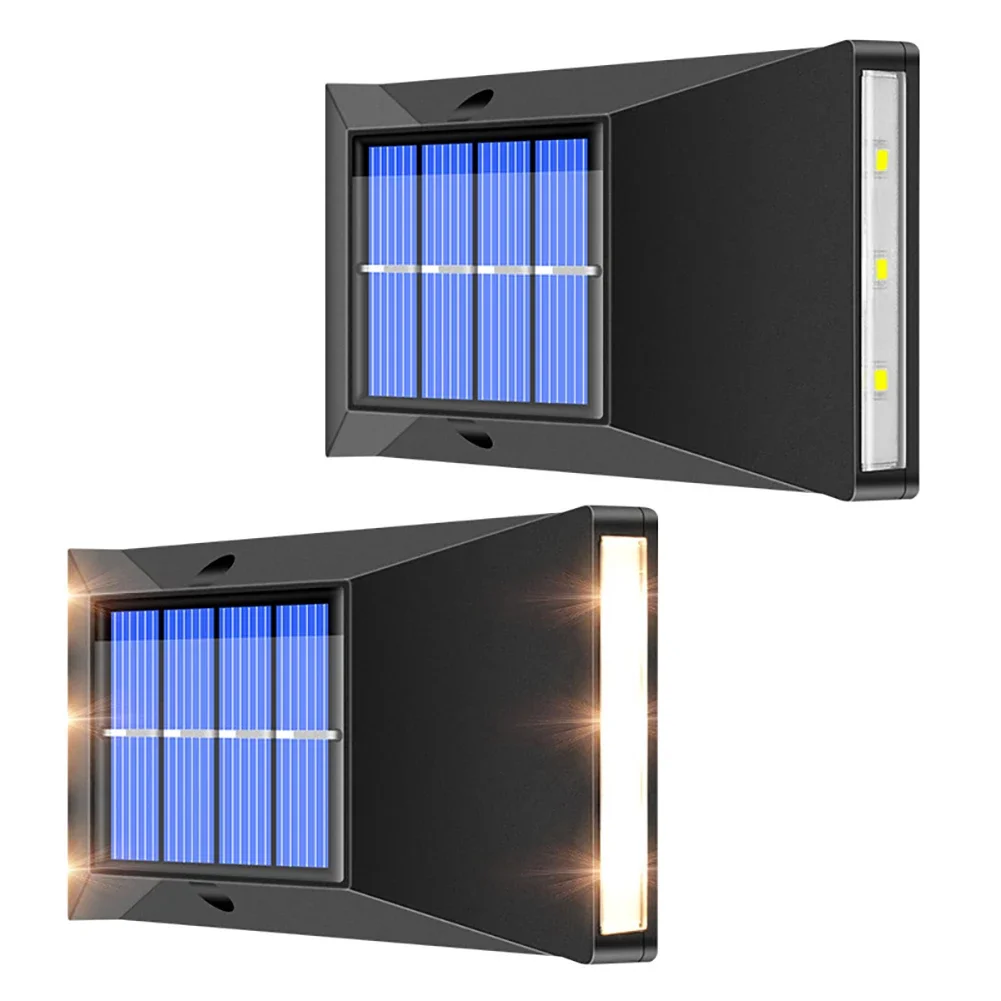 Outdoor Waterproof Solar Powered LED Wall Lamps for Garden Decoration & Street Lighting - Set of 2