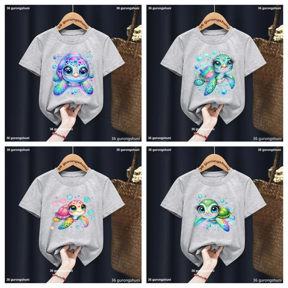 New Arrival Kids T-Shirt Fun Marine Creatures Turtle Print Boys T-Shirt Summer Fashion Toddler Tshirt Boy Girl Universal Clothe