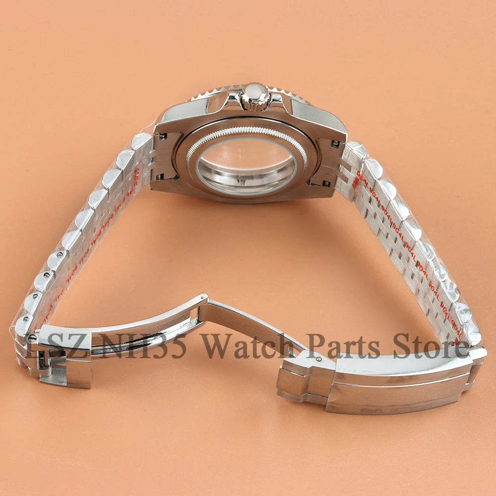 40 مللي متر حافظة الياقوت الزجاج الفولاذ المقاوم للصدأ اليوبيل حزام 28.5 مللي متر الطلب الأيدي الأزرق مضيئة صالح يخت ماستر NH35 NH36 NH38 حركة