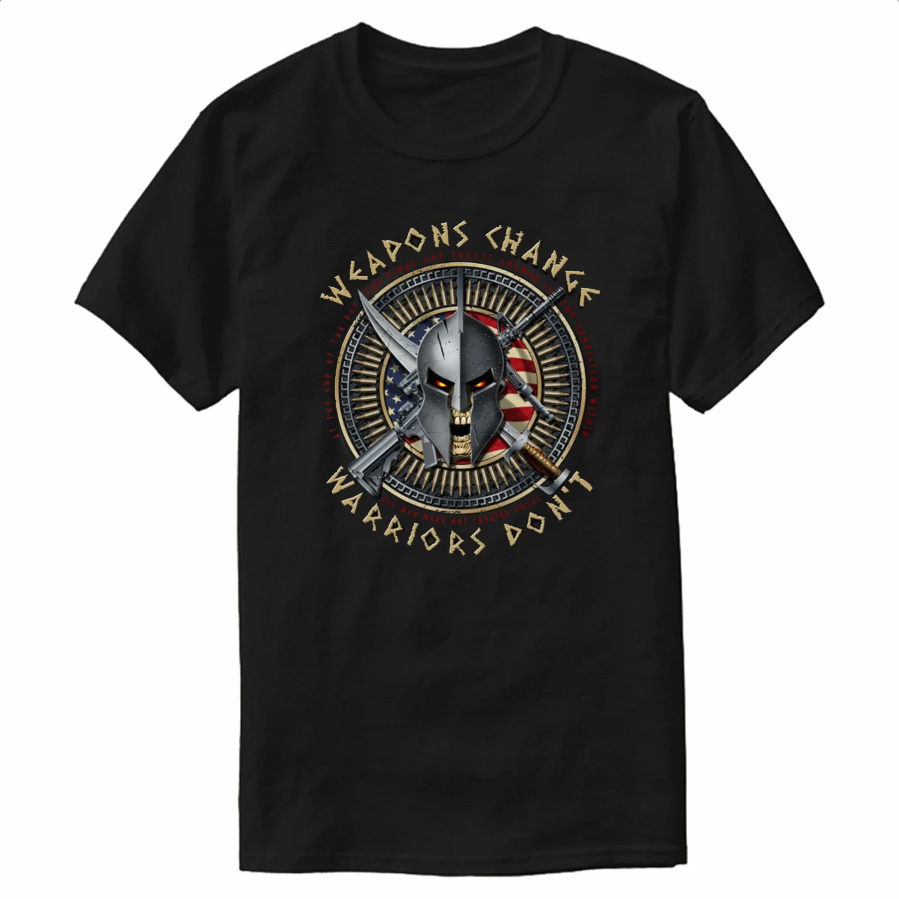 Cambio de armas, guerreros no. Camiseta espartana del Cuerpo de Marines de EE. UU., camiseta informal de manga corta con cuello redondo de algodón 100% para hombre