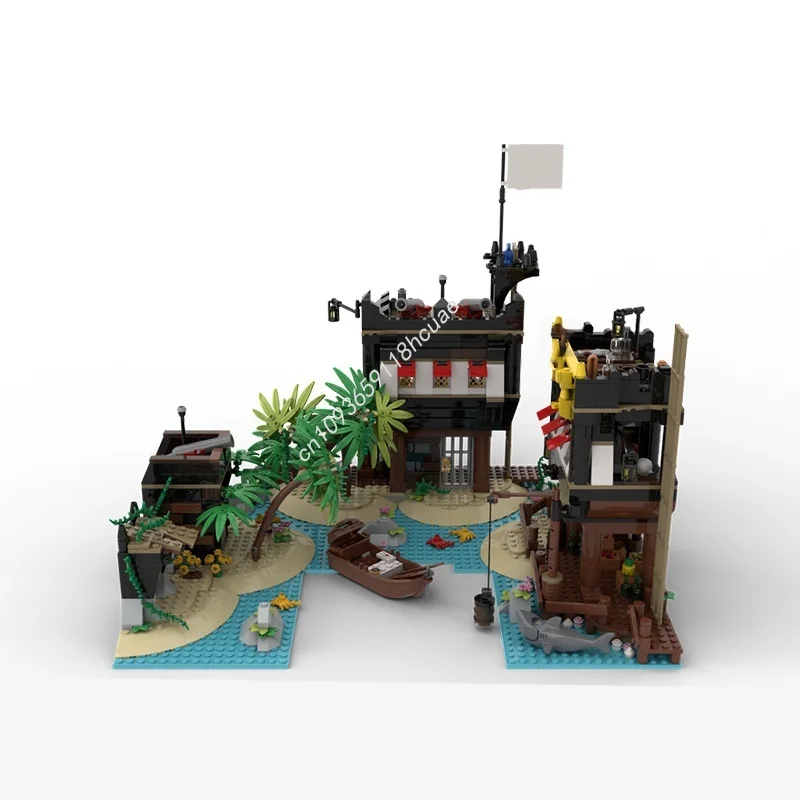 2153 pz MOC Buccaneer Cove Idee E Modello Building Blocks Giocattoli Architettura Assemblare Regalo Di Natale FAI DA TE Idea Creativa Educazione