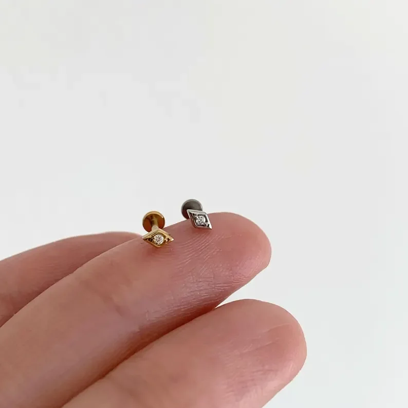 ROXI 1 Stück 925 Sterling Silber Mini Viereckiger Stern Zirkon Für Frau Flache Rückseite 18 Karat Gold Ins Piercing Ohrringe Edlen Schmuck – Detail 14
