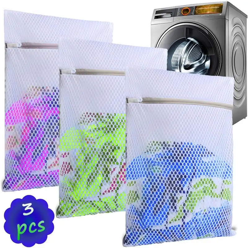 

3-Pack Mesh Laundry Bags for Washing Machine - Ideal for Delicates, Lingerie, Bras, and Shoes - Resistant, Breathable