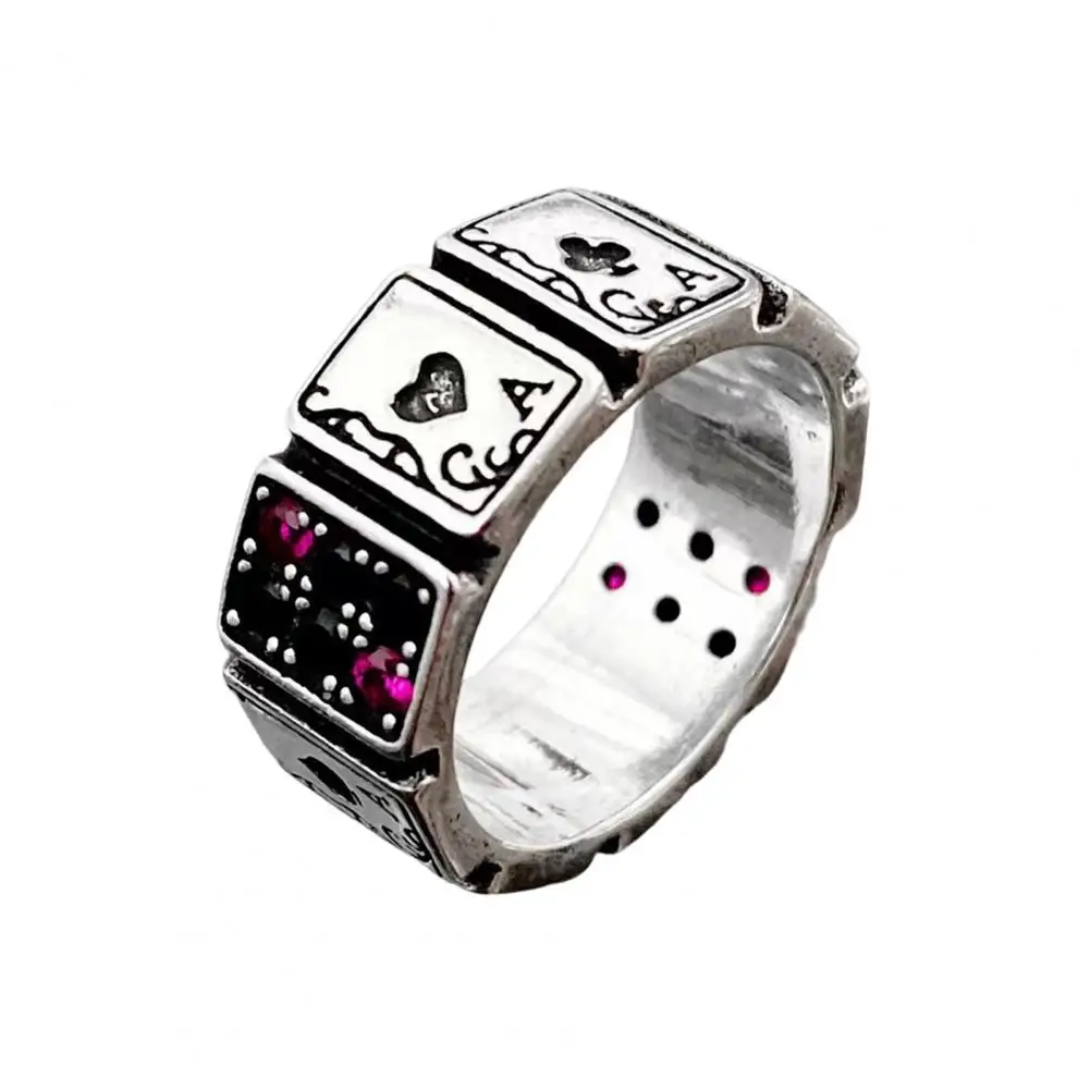 Creative Knuckle Ring Gift Party Ring Exaggerated Playing Cards Cubic Zirconia Open Ring  Dress Up