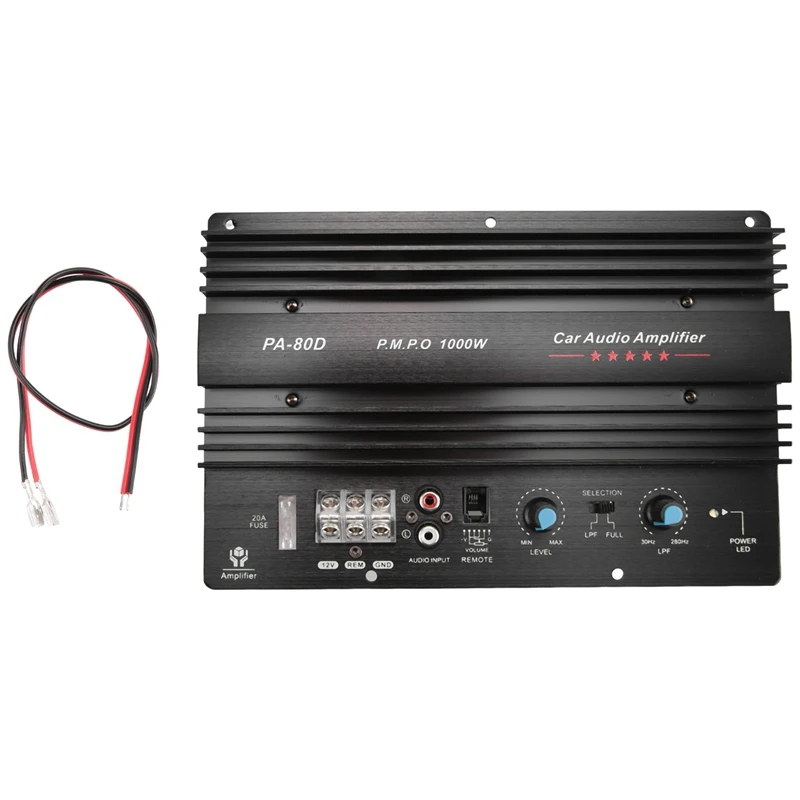 PA-80D 12V 1000W Car Audio High Power Amplifier Amp Board Powerful Subwoofer Bass Amp Car Player