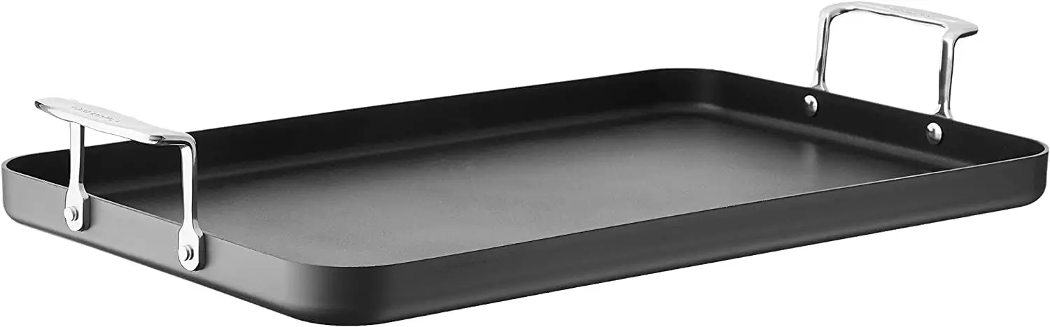 Double Burner Griddle, Chef's Classic Nonstick Hard Anodized, Stainless Steel, 655-35 13-Inch x 20-Inch